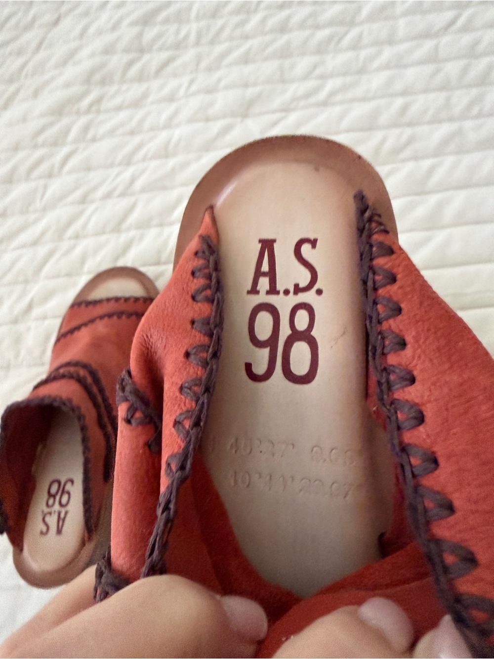 A.S.98 Nelson Rust Leather Open-Toe Clog Mules with Contrast Stitching - Picture 3 of 4